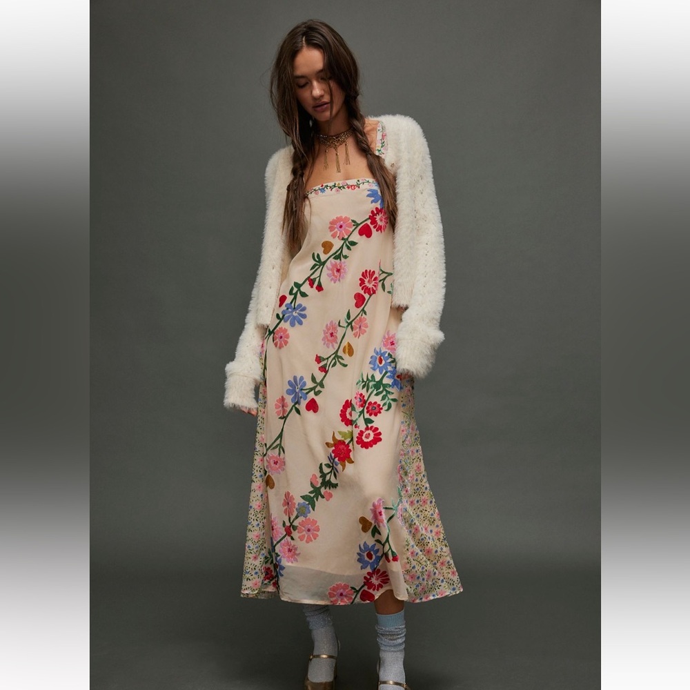 Free people falling petals velvet maxi dress. ASO Whitney Leavit